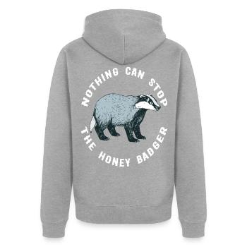 dachse dachshöhle dachsbau honigdachs waldtier - Veste à capuche bio Premium Unisexe - gris chiné - Dos - Nico (187cm)