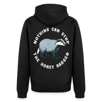 dachse dachshöhle dachsbau honigdachs waldtier - Unisex Premium Bio Zip Hoodie - Schwarz - Hinten - Nico (187cm)