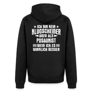 Posaune Posaunist Instrument Spruch - Unisex Premium Bio Zip Hoodie - Schwarz - Hinten - Nico (187cm)