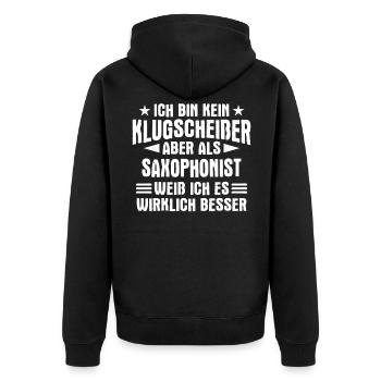 Saxophone Saxophonist Instrument Spruch - Unisex Premium Bio Zip Hoodie - Schwarz - Hinten - Nico (187cm)