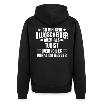 Tuba Tubist Tubaspieler Instrument Spruch - Unisex Premium Bio Zip Hoodie - Schwarz - Hinten - Nico (187cm)