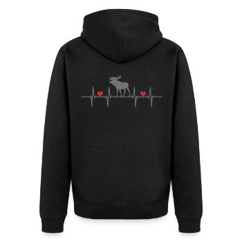 Elche Skandinavien Hoher Norden Kanada Hirsch Elch - Unisex Premium Bio Zip Hoodie - Schwarz - Hinten - Nico (187cm)