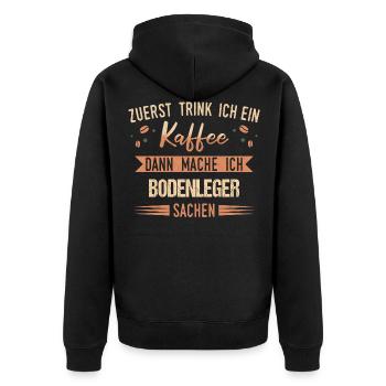 Bodenleger Parkettleger Spruch - Unisex Premium Bio Zip Hoodie - Schwarz - Hinten - Nico (187cm)