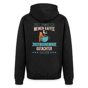 Gutachter Sachverständiger Beruf Spruch Geschenk - Unisex Premium Bio Zip Hoodie - Schwarz - Hinten - Nico (187cm)
