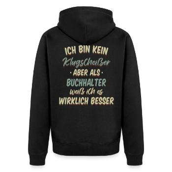 Buchhalter Buchhaltung Finanzbuchhaltung Spruch - Unisex Premium Bio Zip Hoodie - Schwarz - Hinten - Nico (187cm)