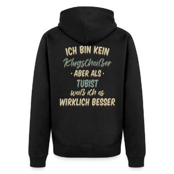 Tuba Tubist Tubaspieler Instrument Spruch - Unisex Premium Bio Zip Hoodie - Schwarz - Hinten - Nico (187cm)
