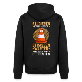 Straßenwärter studieren Chausseewärter Straßenwart - Unisex Premium Bio Zip Hoodie - Schwarz - Hinten - Nico (187cm)