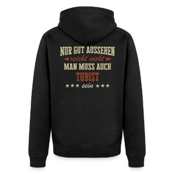 Tuba Tubist Tubaspieler Instrument Spruch - Unisex Premium Bio Zip Hoodie - Schwarz - Hinten - Nico (187cm)