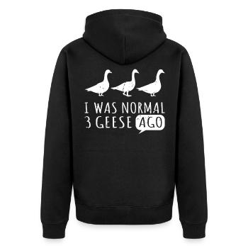 Gänse Vogel Weihnachtsgans, Weihnachten Fliegen, Z - Unisex Premium Bio Zip Hoodie - Schwarz - Hinten - Nico (187cm)
