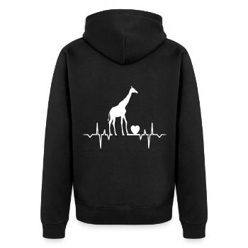 langer Hals Flecken Fell Afrika Safari Giraffe - Unisex Premium Bio Zip Hoodie - Schwarz - Hinten - Nico (187cm)