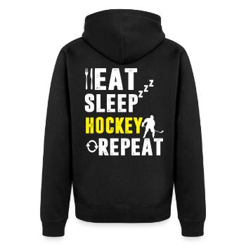 Joueur de hockey Hockey Hockey sur glace Hockey sur glace Hockey sur rondelle - Veste à capuche bio Premium Unisexe - noir - Dos - Nico (187cm)
