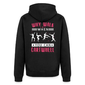 Turnen Turner Bodenturnen Geräteturnen Spruch - Unisex Premium Bio Zip Hoodie - Schwarz - Hinten - Nico (187cm)