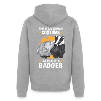 This is my honey badger costume marten badger - Unisex Premium Organic Zip Hoodie - heather grey - Back - Nico (187cm)