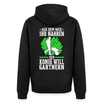 Galabauer aus dem Weg Landschaftsgärtner - Unisex Premium Bio Zip Hoodie - Schwarz - Hinten - Nico (187cm)
