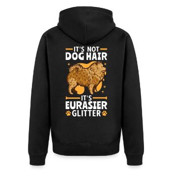 Das ist Eurasier Glitzer Spitz Eurasian Dog - Unisex Premium Bio Zip Hoodie - Schwarz - Hinten - Nico (187cm)
