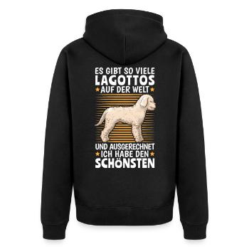 Habe den Besten Lagotto Romagnolo Wasserhund - Unisex Premium Bio Zip Hoodie - Schwarz - Hinten - Nico (187cm)