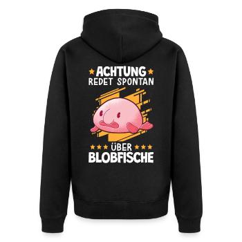Redet über Blobfische Meme hässlicher Fisch - Unisex Premium Bio Zip Hoodie - Schwarz - Hinten - Nico (187cm)