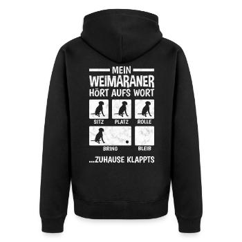 Weimaraner Hundetricks Vorstehhund Weimaraner - Unisex Premium Bio Zip Hoodie - Schwarz - Hinten - Nico (187cm)