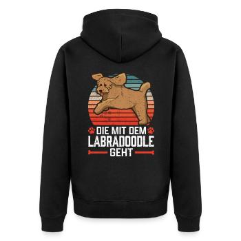 Die mit dem Labradoodle Australian Labradoodle - Unisex Premium Bio Zip Hoodie - Schwarz - Hinten - Nico (187cm)