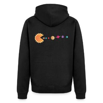 Funny Sun Planets Outer Space Galaxy Solar System - Unisex Premium Bio Zip Hoodie - Schwarz - Hinten - Nico (187cm)