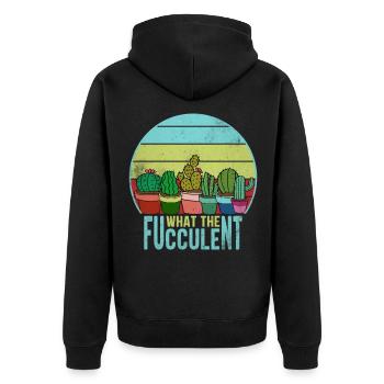 What The Fucculent - Unisex Premium Bio Zip Hoodie - Schwarz - Hinten - Nico (187cm)