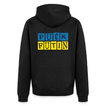 Puck Futin Paix et Ukraine Solidaire - Veste à capuche bio Premium Unisexe - noir - Dos - Nico (187cm)