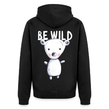 Be Wild Polar Bear - Bear - Bear - Teddy - Baby - Unisex Premium Organic Zip Hoodie - black - Back - Nico (187cm)
