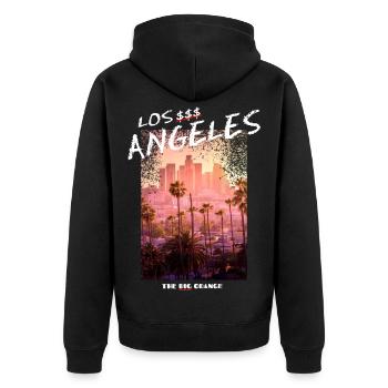 Los Angeles - Unisex Premium Bio Zip Hoodie - Schwarz - Hinten - Nico (187cm)