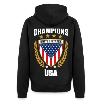 Champions USA - Célébrez la fierté américaine - Veste à capuche bio Premium Unisexe - noir - Dos - Nico (187cm)
