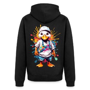 Coole Ente - Unisex Premium Bio Zip Hoodie - Schwarz - Hinten - Nico (187cm)