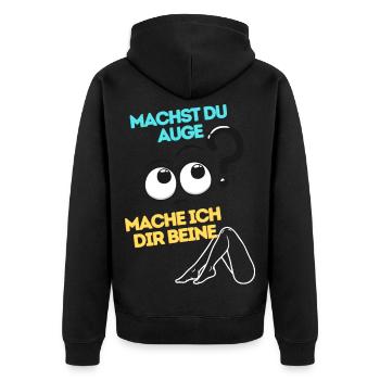 Machst du Auge Mach ich Beine - Unisex Premium Bio Zip Hoodie - Schwarz - Hinten - Nico (187cm)