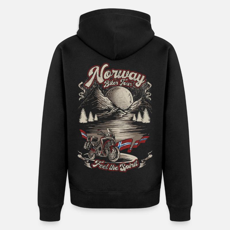 TOUR DE NORVÈGE EN BIKER - Veste à capuche bio Premium Unisexe - noir