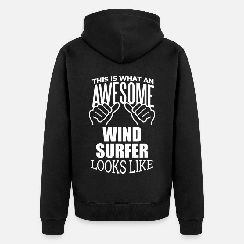 Windsurfen - Unisex Premium Bio Zip Hoodie - Schwarz