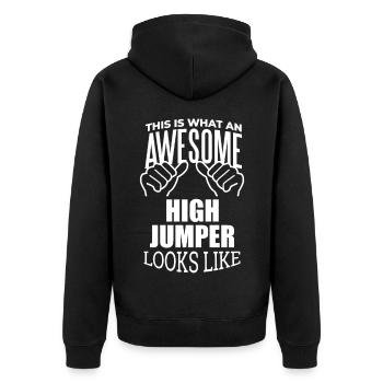 Hochsprung - Unisex Premium Bio Zip Hoodie - Schwarz - Hinten - Nico (187cm)