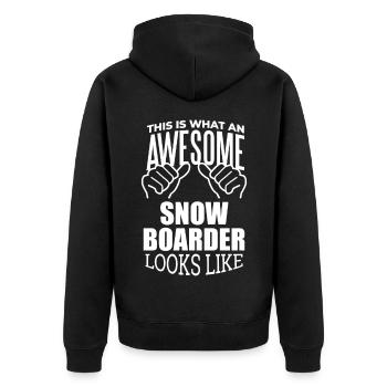 Snowboard - Unisex Premium Bio Zip Hoodie - Schwarz - Hinten - Nico (187cm)