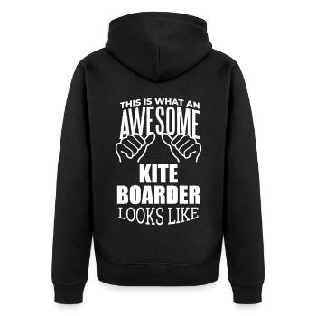 Kiteboarding Kiteboarding Kiteboarding - Unisex Premium Bio Zip Hoodie - Schwarz - Hinten - Nico (187cm)
