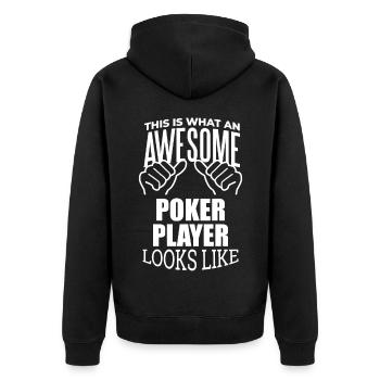 Poker - Unisex Premium Bio Zip Hoodie - Schwarz - Hinten - Nico (187cm)