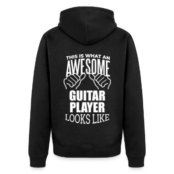 Gitarrist - Unisex Premium Bio Zip Hoodie - Schwarz - Hinten - Nico (187cm)