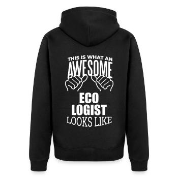 Ecology - Unisex Premium Organic Zip Hoodie - black - Back - Nico (187cm)
