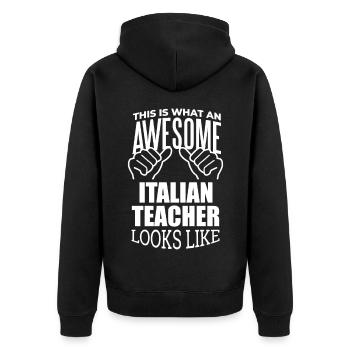 Italian - Unisex Premium Organic Zip Hoodie - black - Back - Nico (187cm)