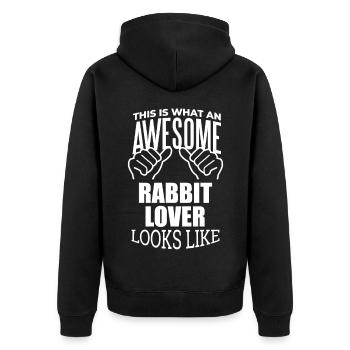 Rabbit - Unisex Premium Organic Zip Hoodie - black - Back - Nico (187cm)