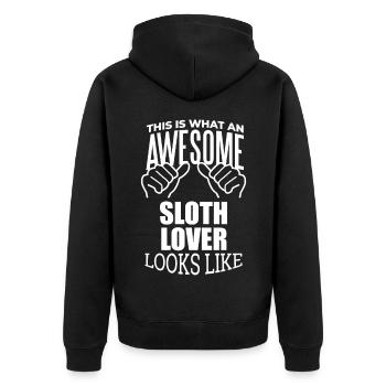 Sloth - Unisex Premium Organic Zip Hoodie - black - Back - Nico (187cm)