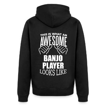 Banjo - Unisex Premium Organic Zip Hoodie - black - Back - Nico (187cm)