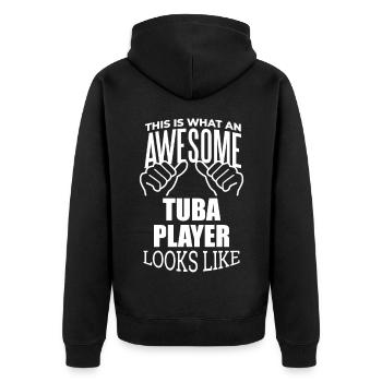 Tuba Tuba Tuba - Unisex Premium Bio Zip Hoodie - Schwarz - Hinten - Nico (187cm)