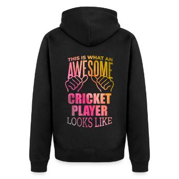 Cricket Cricket Cricket - Unisex Premium Organic Zip Hoodie - black - Back - Nico (187cm)