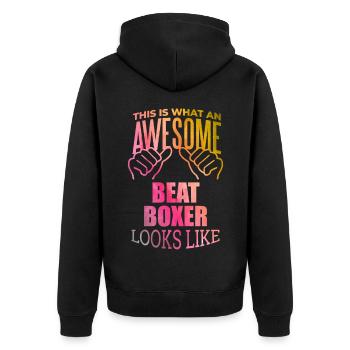 Beatboxer - Unisex Premium Organic Zip Hoodie - black - Back - Nico (187cm)