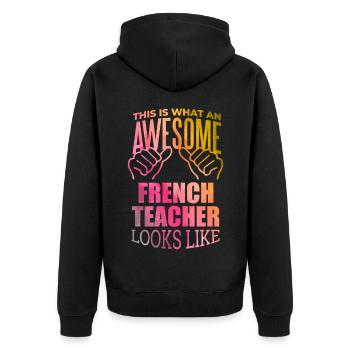 Français - Veste à capuche bio Premium Unisexe - noir - Dos - Nico (187cm)