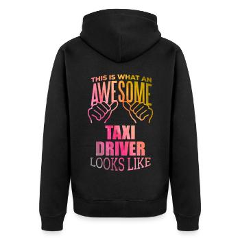 Taxifahrer - Unisex Premium Bio Zip Hoodie - Schwarz - Hinten - Nico (187cm)