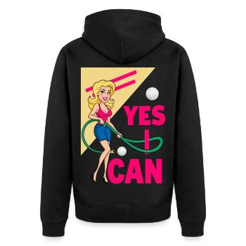 Golfball und Gartenschlauch saugen - Unisex Premium Bio Zip Hoodie - Schwarz - Hinten - Nico (187cm)