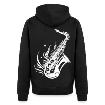 Croquis de saxophone - Veste à capuche bio Premium Unisexe - noir - Dos - Nico (187cm)